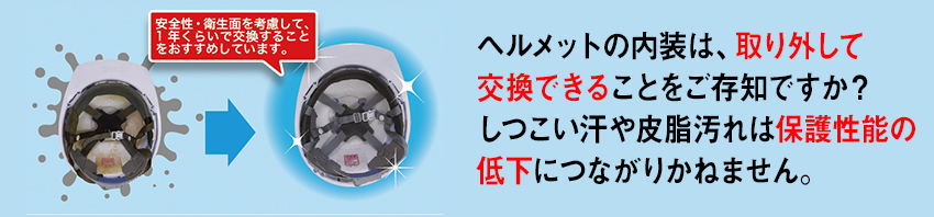 ヘルメットの内装は、取り外して交換できることをご存知ですか？