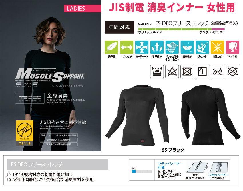 JIS制電 消臭インナー 女性用 81252　商品説明