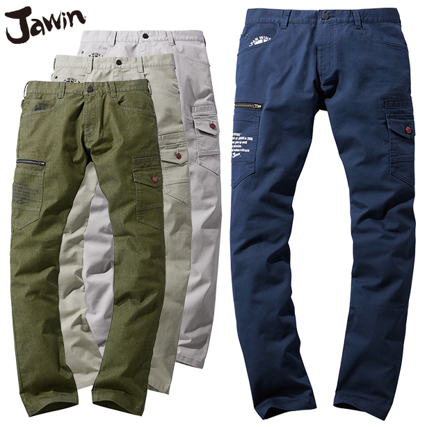 JAWIN 53302 ストレッチデニムノータックカーゴパンツ【秋冬】　53302